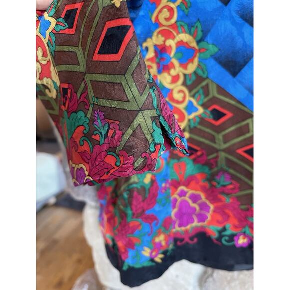 Vintage 100% Silk Asian Floral Anne Crimmins for Umi Collections Blazer Size 10 - Picture 3 of 13